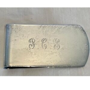 Vintage Reed & Barton Sterling Silver Monogrammed JCS Money Clip 671 Mens